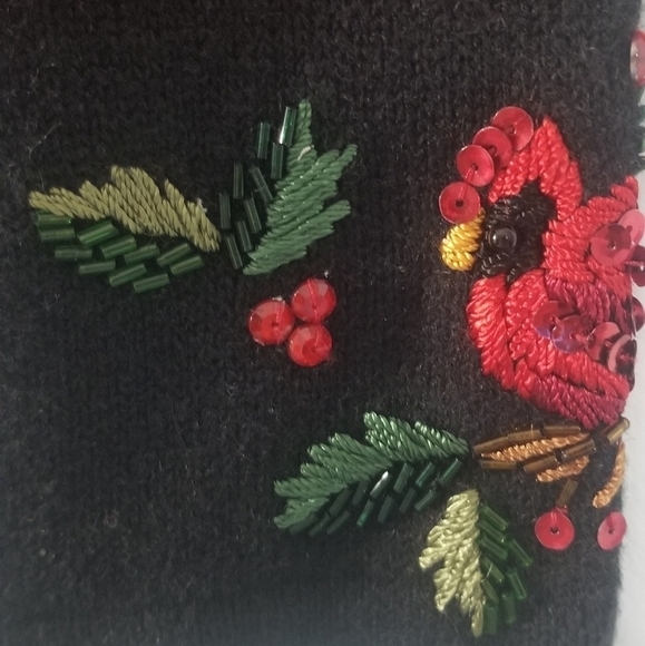 Tiara International Christmas Collection Full Zip Embroidered Sweater. Size M. - Picture 3 of 7